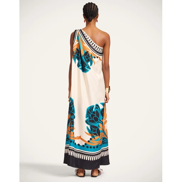 La DoubleJ Swing Dress Reef White in Silk Twill - Dresses - Milanese Maximalist Fashion at Luxury Shoes 