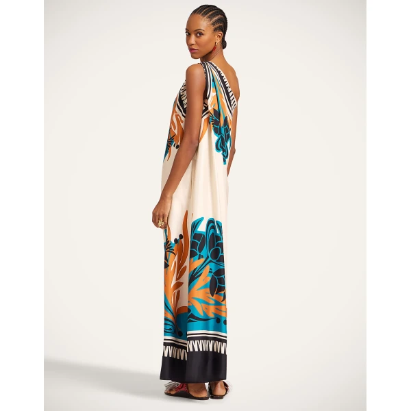 La DoubleJ Swing Dress Reef White in Silk Twill - Dresses - Milanese Maximalist Fashion at Luxury Shoes 