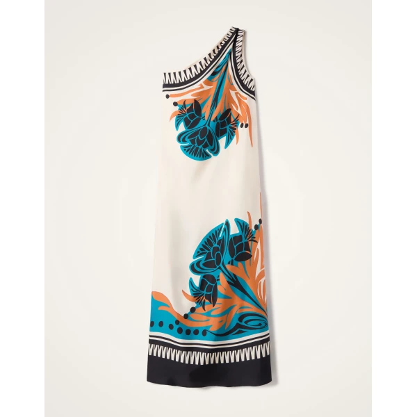 La DoubleJ Swing Dress Reef White in Silk Twill - Dresses - Milanese Maximalist Fashion at Luxury Shoes 