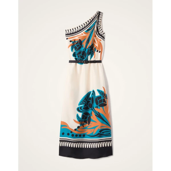 La DoubleJ Swing Dress Reef White in Silk Twill - Dresses - Milanese Maximalist Fashion at Luxury Shoes 