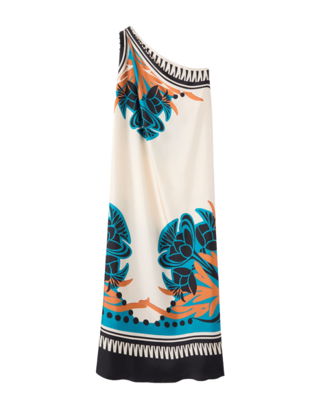 La DoubleJ Swing Dress Reef White in Silk Twill - Dresses - Milanese Maximalist Fashion at Luxury Shoes 