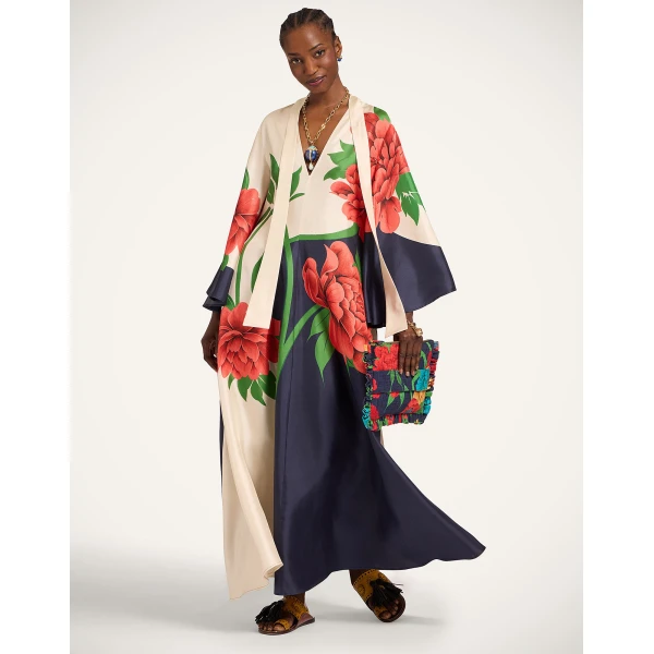 La DoubleJ Swing Dress Sanctuary Placée Light Blue in Silk Twill - Dresses - Milanese Maximalist Fashion at Luxury Shoes 
