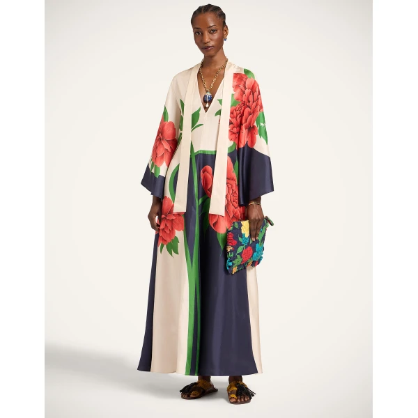 La DoubleJ Swing Dress Sanctuary Placée Light Blue in Silk Twill - Dresses - Milanese Maximalist Fashion at Luxury Shoes 
