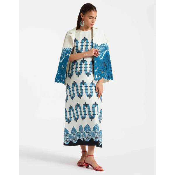 La DoubleJ Swing Dress Scirocco Placée Ivory in Silk Twill - Dresses - Milanese Maximalist Fashion at Luxury Shoes 