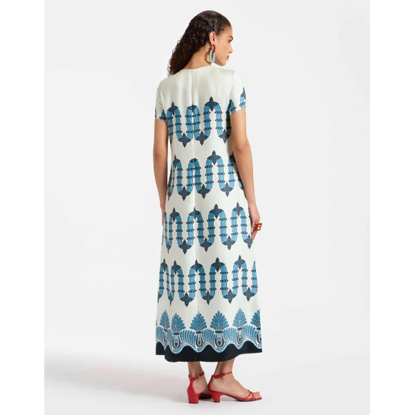 La DoubleJ Swing Dress Scirocco Placée Ivory in Silk Twill - Dresses - Milanese Maximalist Fashion at Luxury Shoes 