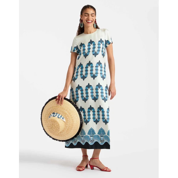 La DoubleJ Swing Dress Scirocco Placée Ivory in Silk Twill - Dresses - Milanese Maximalist Fashion at Luxury Shoes 