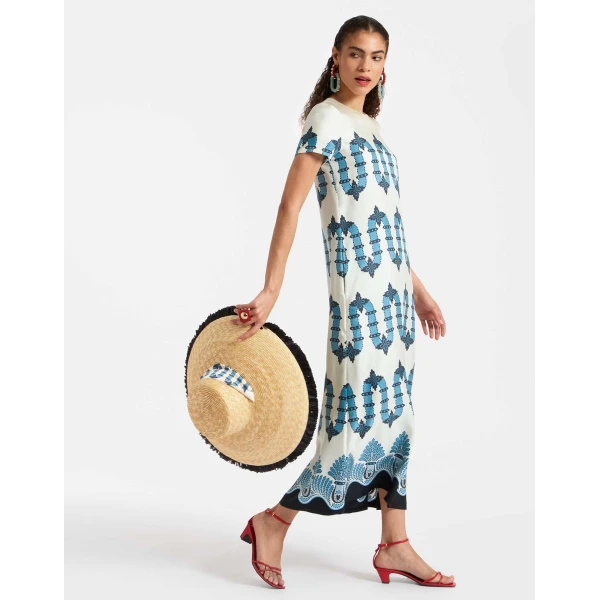 La DoubleJ Swing Dress Scirocco Placée Ivory in Silk Twill - Dresses - Milanese Maximalist Fashion at Luxury Shoes 