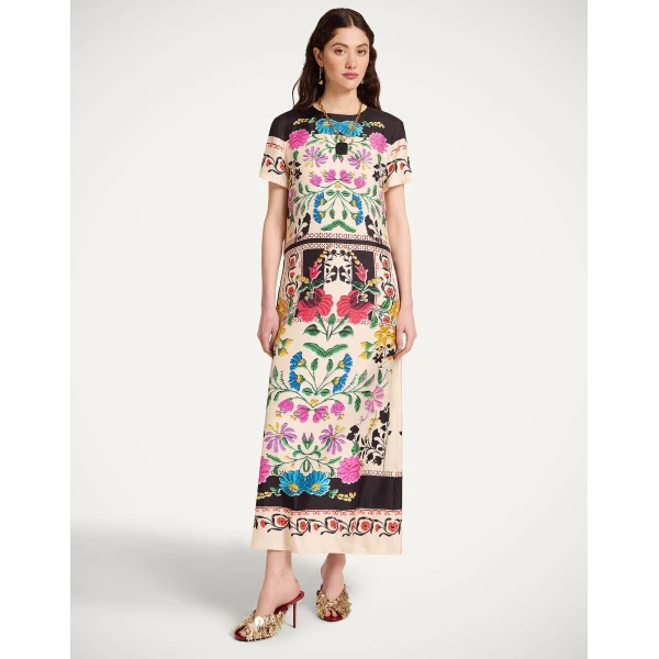 La DoubleJ Swing Dress Slinky Rosso in Silk Twill - Dresses - Milanese Maximalist Fashion at Luxury Shoes 