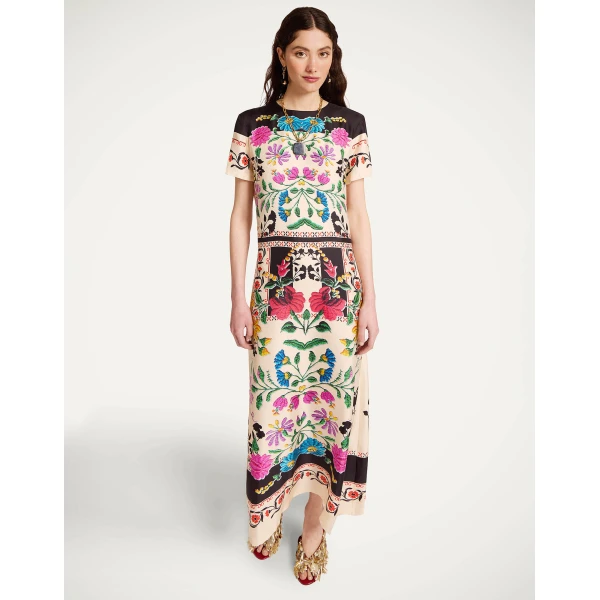 La DoubleJ Swing Dress Slinky Rosso in Silk Twill - Dresses - Milanese Maximalist Fashion at Luxury Shoes 