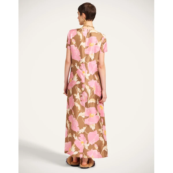 La DoubleJ Swing Dress Sylph Khaki in Silk Twill - Dresses - Milanese Maximalist Fashion at Luxury Shoes 