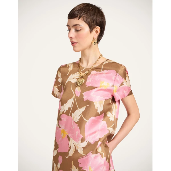 La DoubleJ Swing Dress Sylph Khaki in Silk Twill - Dresses - Milanese Maximalist Fashion at Luxury Shoes 