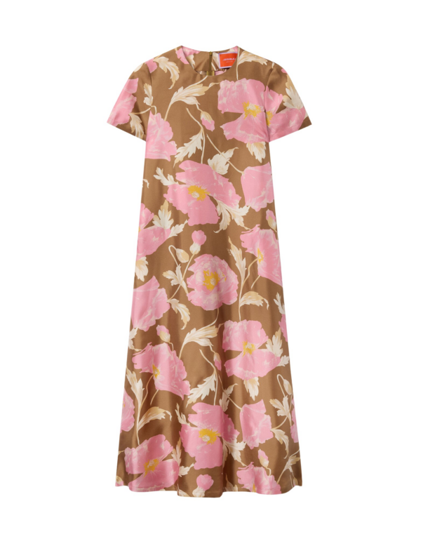 La DoubleJ Swing Dress Sylph Khaki in Silk Twill - Dresses - Milanese Maximalist Fashion at Luxury Shoes 