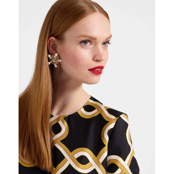 La DoubleJ Swing Dress Tackle Black in Silk Twill With Feathers - Dresses - Milanese Maximalist Fashion at Luxury Shoes 