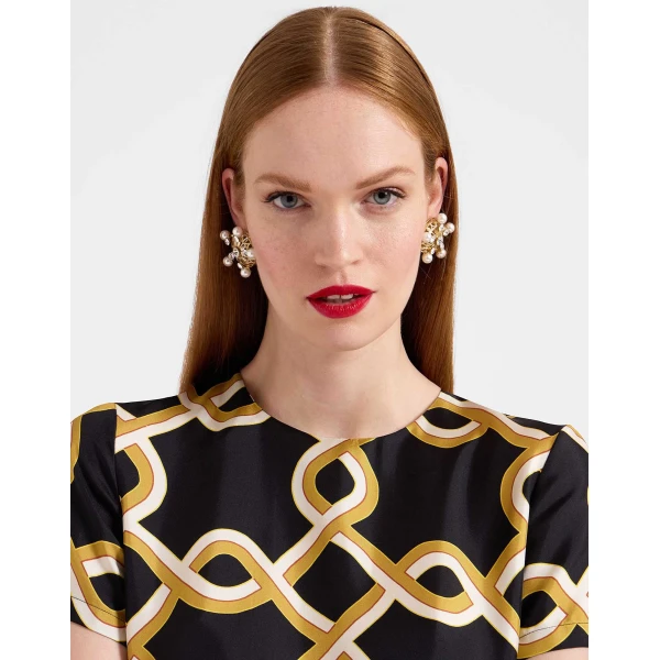 La DoubleJ Swing Dress Tackle Black in Silk Twill With Feathers - Dresses - Milanese Maximalist Fashion at Luxury Shoes 