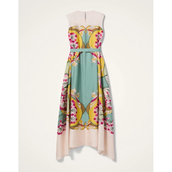La DoubleJ Swing Dress Tangle Light Blue in Silk Twill - Dresses - Milanese Maximalist Fashion at Luxury Shoes 