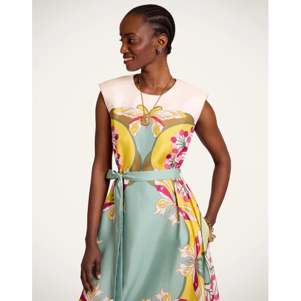 La DoubleJ Swing Dress Tangle Light Blue in Silk Twill - Dresses - Milanese Maximalist Fashion at Luxury Shoes 
