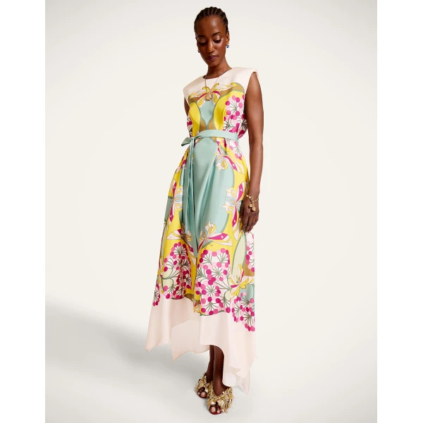 La DoubleJ Swing Dress Tangle Light Blue in Silk Twill - Dresses - Milanese Maximalist Fashion at Luxury Shoes 