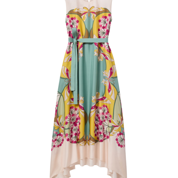 La DoubleJ Swing Dress Tangle Light Blue in Silk Twill