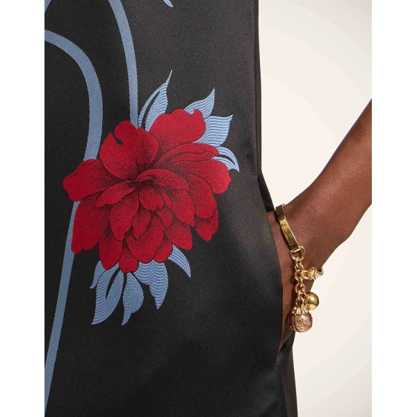 La DoubleJ Swing Dress Tulip Placée Green in Silk Twill with Feathers - Dresses - Milanese Maximalist Fashion at Luxury Shoes 
