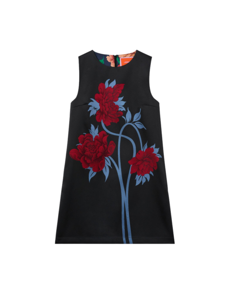 La DoubleJ Swing Dress Tulip Placée Green in Silk Twill with Feathers - Dresses - Milanese Maximalist Fashion at Luxury Shoes 