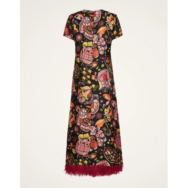 La DoubleJ Swing Dress (With Feathers) Eden in Twill Silk - Dresses - Milanese Maximalist Fashion at Luxury Shoes 