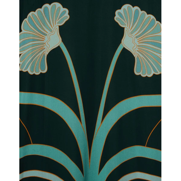 La DoubleJ Swing Dress (With Feathers) Winter Jasmine in Twill Silk - Dresses - Milanese Maximalist Fashion at Luxury Shoes 