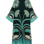 La DoubleJ Swing Dress (With Feathers) Winter Jasmine in Twill Silk - Dresses - Milanese Maximalist Fashion at Luxury Shoes 