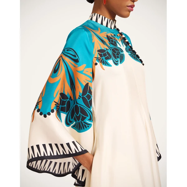 La DoubleJ Swing Dress Woodland Placée Burgundy in Silk Twill - Dresses - Milanese Maximalist Fashion at Luxury Shoes 