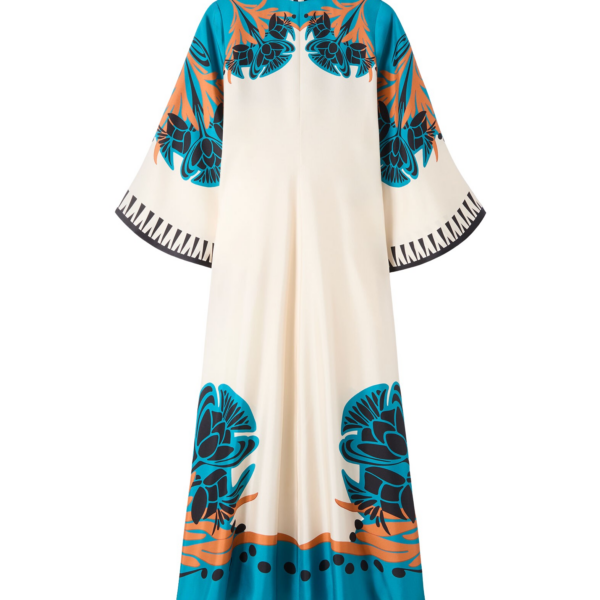 La DoubleJ Swing Dress Woodland Placée Burgundy in Silk Twill