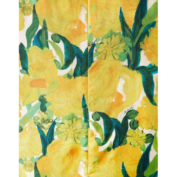 La DoubleJ Swing Dress Zesty Yellow in Silk Twill With Feathers - Dresses - Milanese Maximalist Fashion at Luxury Shoes 