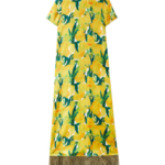 La DoubleJ Swing Dress Zesty Yellow in Silk Twill With Feathers - Dresses - Milanese Maximalist Fashion at Luxury Shoes 