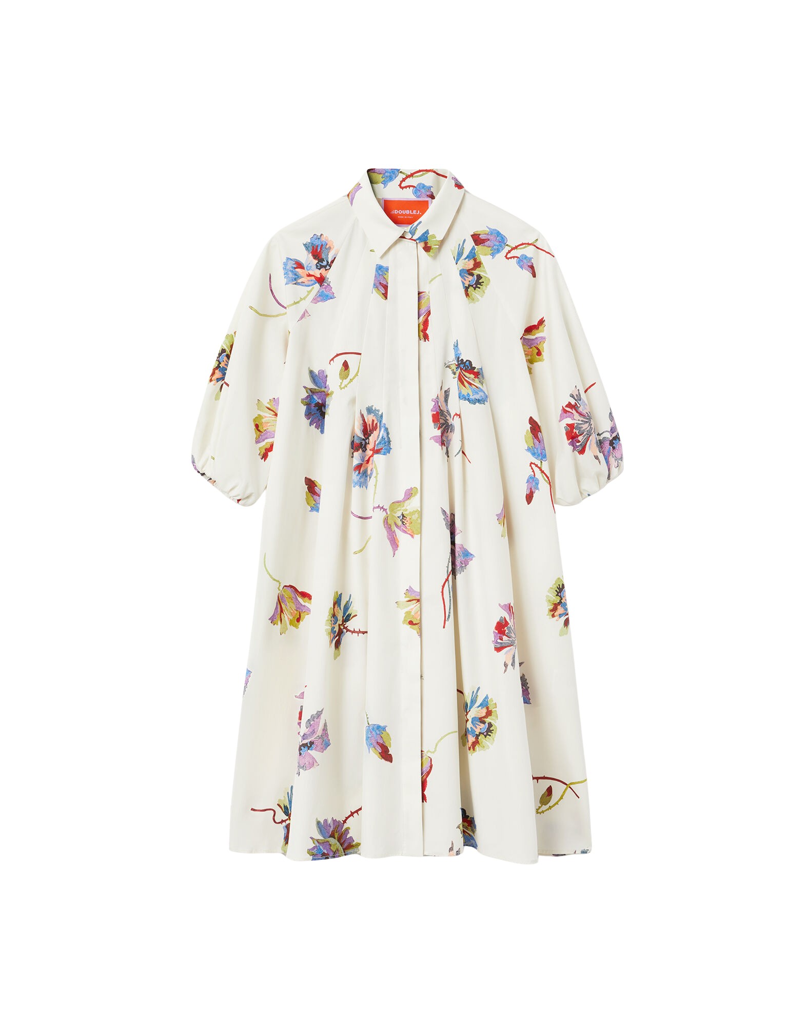 La-Double-J-Swing-Dress-Zooflora-Placee-Light-Blue-in-Silk-Twill-With-Feathers32247_nobg La DoubleJ Swing Dress Zooflora Placée Light Blue in Silk Twill With Feathers - Dresses - Milanese Maximalist Fashion at Luxury Shoes