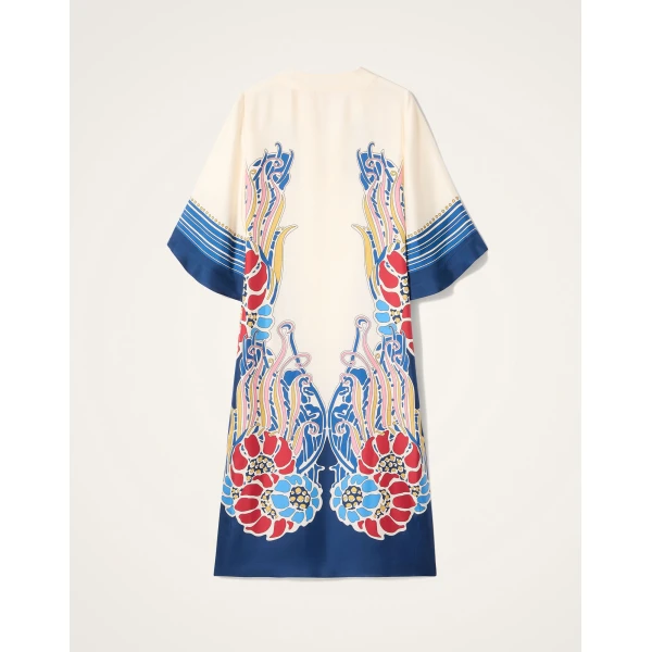La DoubleJ The Kaftan Lemuria Placée Blue in Silk Twill -  - Milanese Maximalist Fashion at Luxury Shoes 
