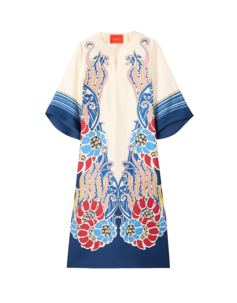 La DoubleJ The Kaftan Lemuria Placée Blue in Silk Twill -  - Milanese Maximalist Fashion at Luxury Shoes 