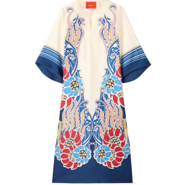 La DoubleJ The Kaftan Lemuria Placée Blue in Silk Twill