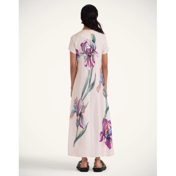 La DoubleJ Waldorf Dress Oasis Ombré Placée Geen & Red in Crepe De Chine - Dresses - Milanese Maximalist Fashion at Luxury Shoes 