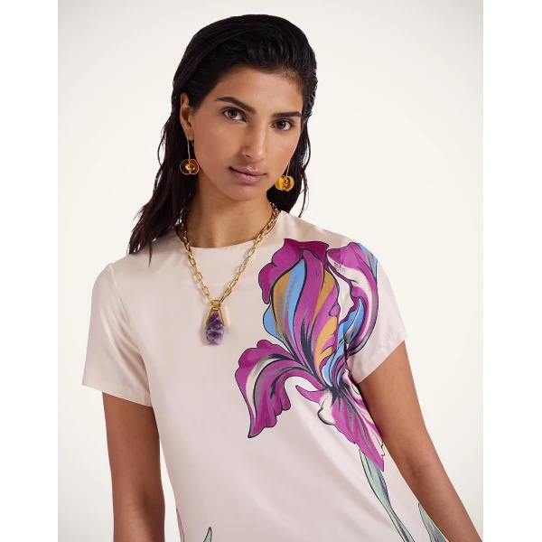 La DoubleJ Waldorf Dress Oasis Ombré Placée Geen & Red in Crepe De Chine - Dresses - Milanese Maximalist Fashion at Luxury Shoes 