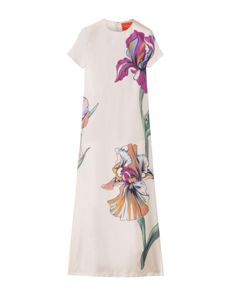 La DoubleJ Waldorf Dress Oasis Ombré Placée Geen & Red in Crepe De Chine - Dresses - Milanese Maximalist Fashion at Luxury Shoes 