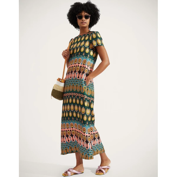 La DoubleJ Wavy Mini Dress Bicolor Mint & Dark Green in Cotton Knit - Dresses - Milanese Maximalist Fashion at Luxury Shoes 