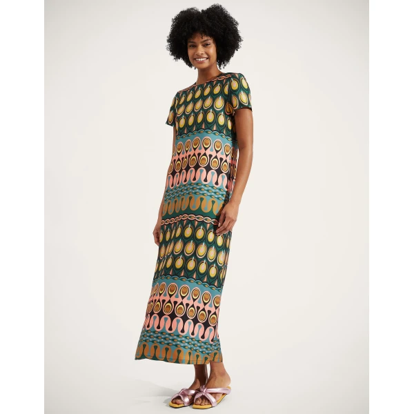 La DoubleJ Wavy Mini Dress Bicolor Mint & Dark Green in Cotton Knit - Dresses - Milanese Maximalist Fashion at Luxury Shoes 