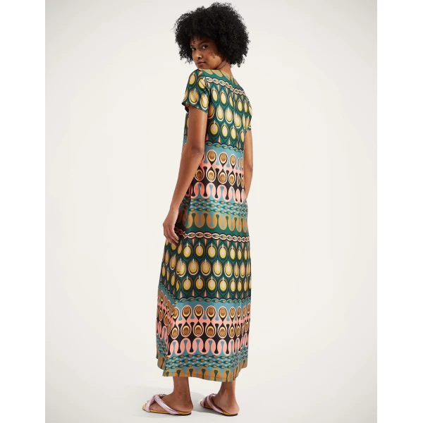 La DoubleJ Wavy Mini Dress Bicolor Mint & Dark Green in Cotton Knit - Dresses - Milanese Maximalist Fashion at Luxury Shoes 