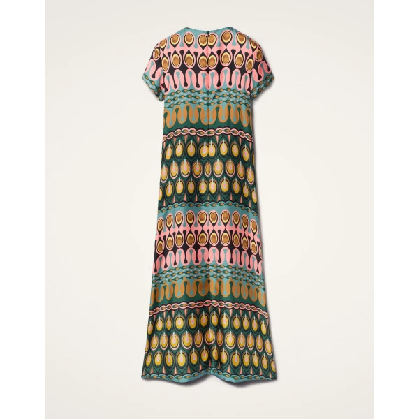 La DoubleJ Wavy Mini Dress Bicolor Mint & Dark Green in Cotton Knit - Dresses - Milanese Maximalist Fashion at Luxury Shoes 
