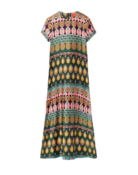La DoubleJ Wavy Mini Dress Bicolor Mint & Dark Green in Cotton Knit - Dresses - Milanese Maximalist Fashion at Luxury Shoes 