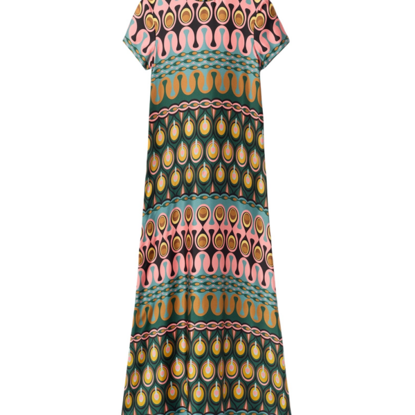 La DoubleJ Wavy Mini Dress Bicolor Mint & Dark Green in Cotton Knit