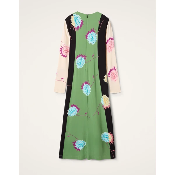 La DoubleJ Wavy Swing Dress Bicolor White & Chocolate in Cotton Knit - Dresses - Milanese Maximalist Fashion at Luxury Shoes 