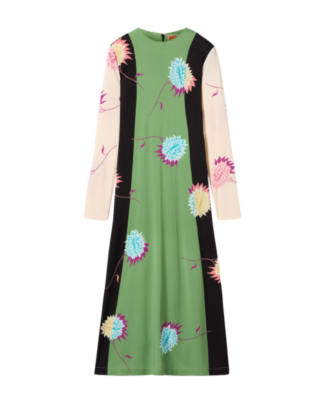 La DoubleJ Wavy Swing Dress Bicolor White & Chocolate in Cotton Knit - Dresses - Milanese Maximalist Fashion at Luxury Shoes 