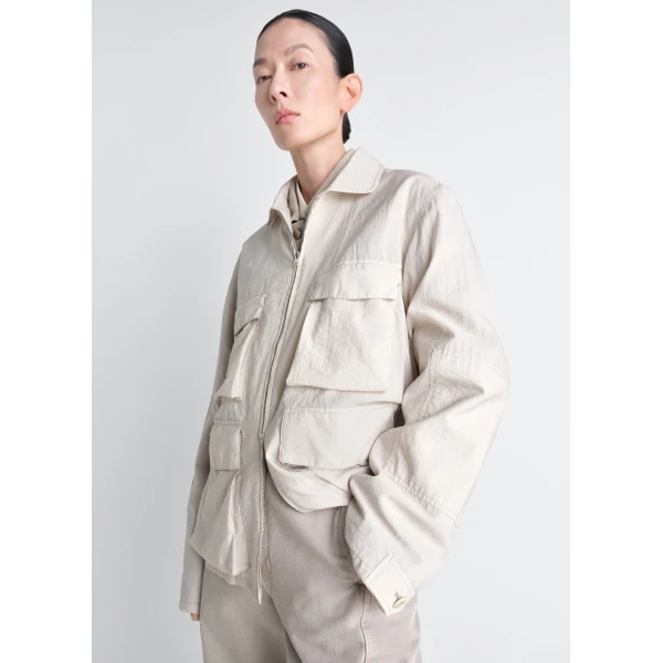Lemaire 3d Pocket Jacket in Washed Technical Cotton - Jackets - Parisian Minimalist Luxury at Luxury Shoes 