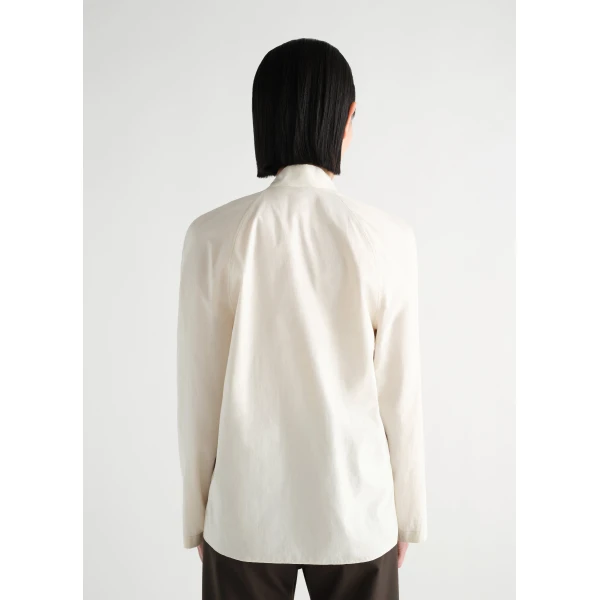 Lemaire Ascot Blouse in Washed Cotton Silk - Tops - Parisian Minimalist Luxury at Luxury Shoes 
