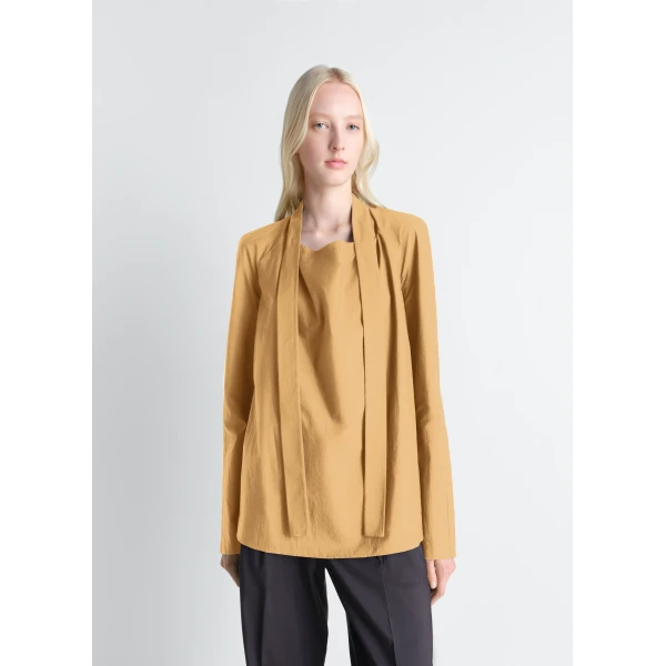 Lemaire Ascot Blouse in Washed Cotton Silk - Tops - Parisian Minimalist Luxury at Luxury Shoes 