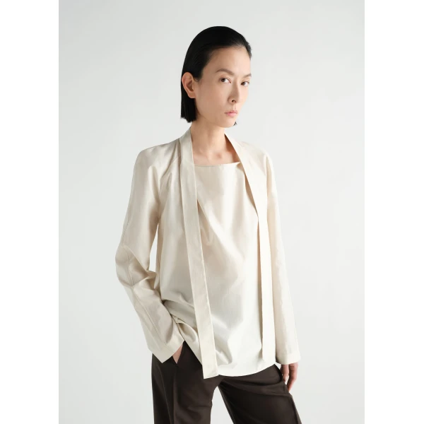 Lemaire Ascot Blouse in Washed Cotton Silk - Tops - Parisian Minimalist Luxury at Luxury Shoes 